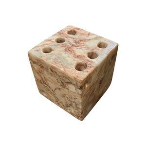 Vintage Marble Stone Die Dice Pencil / Pen Holder 2.75 X 2.75x 2.75"